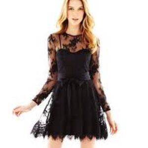 Marchesa Pearl by Georgina Chapman Lace Fitted Bodice Coquette Goth Dress 0